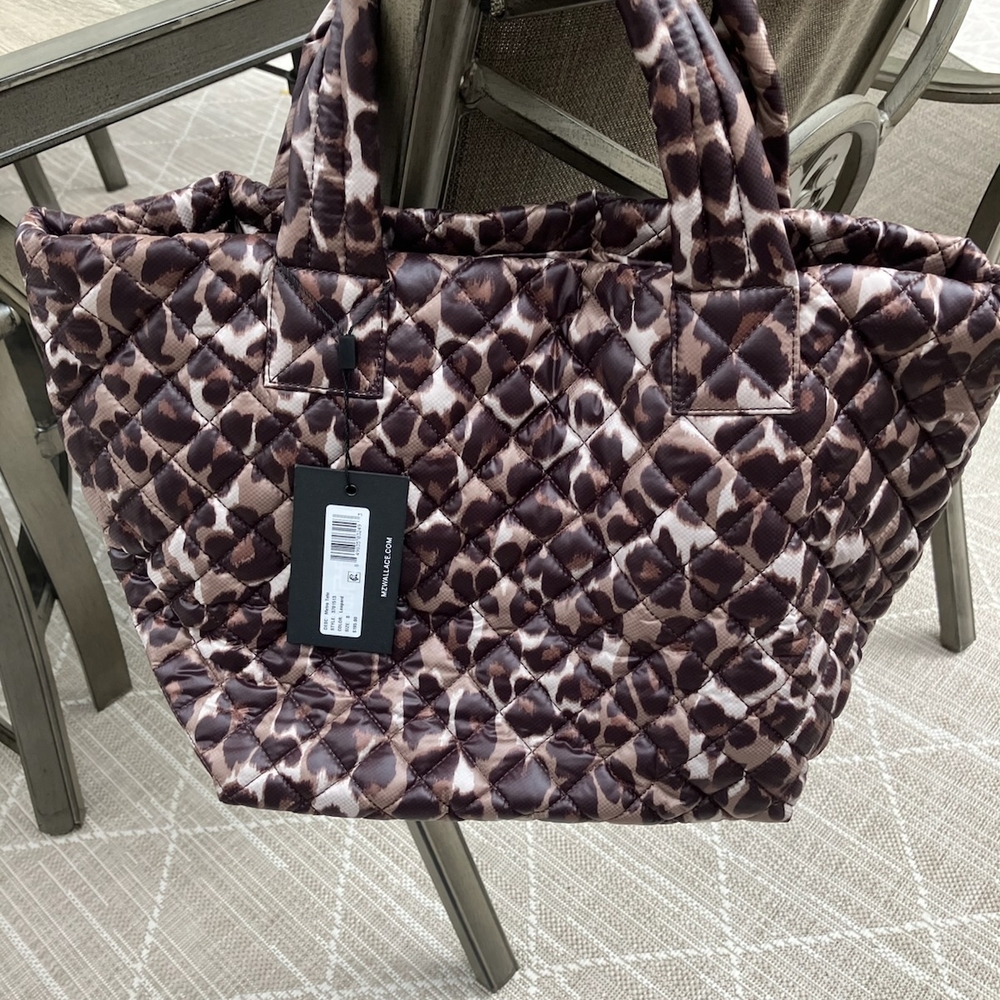 MZ Wallace Quilted Tote - Brown and Cream Pattern
